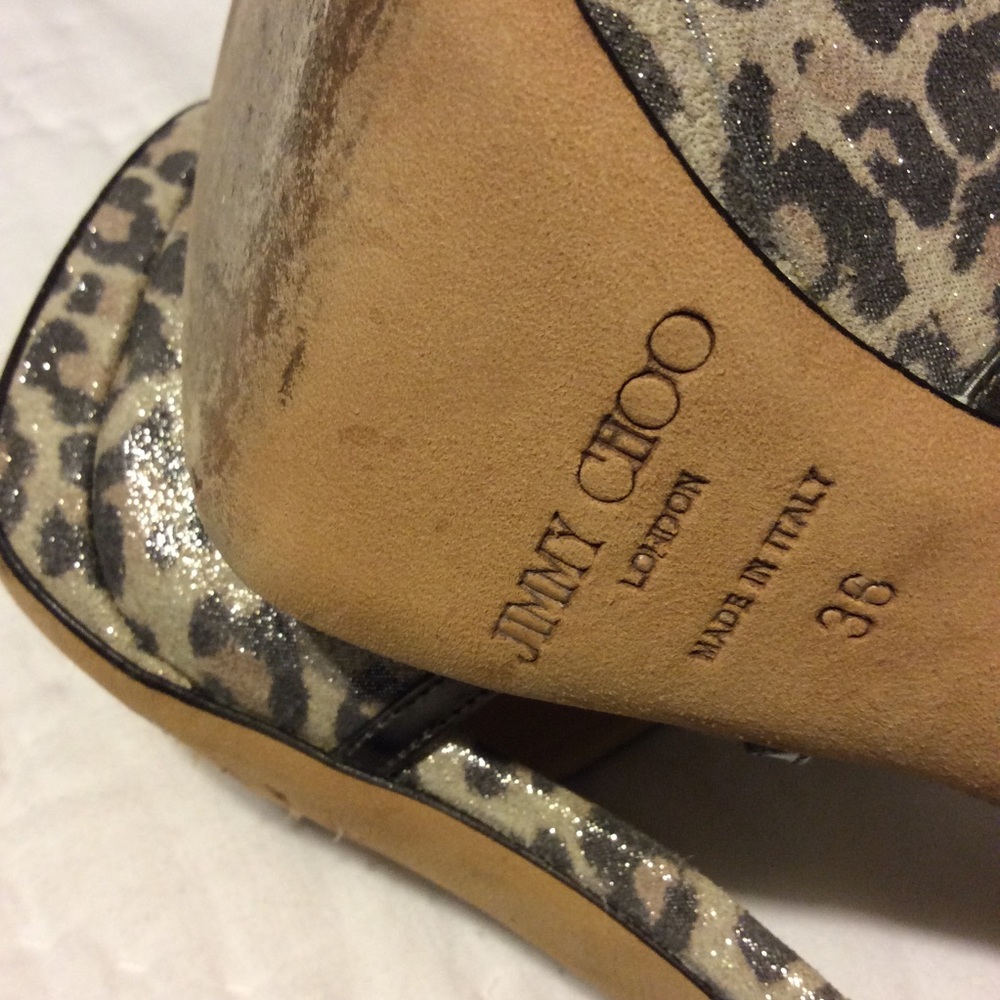 Jimmy Choo Grey Leopard Print Platform Heels - image 8